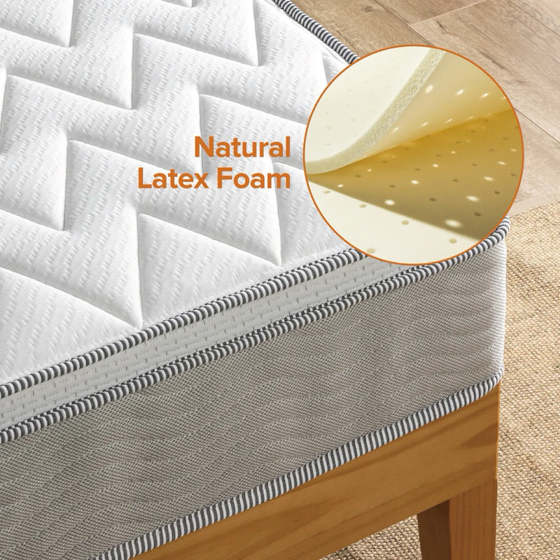 Zinus 25cm Euro Top Latex Hybrid ‘Cool’ Spring Mattress with Encasement (10”) - Single